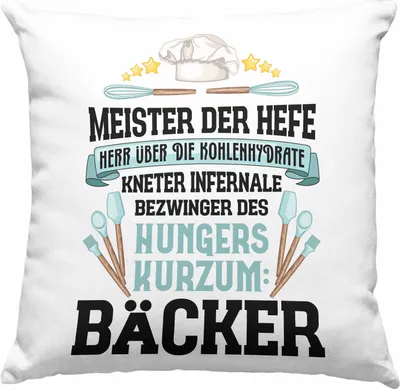 Produktbild von Trendation - Bäcker Deko-Kissen mit Füllung 40x40 mit Spruch Geschenkidee Bäckerin Geschenk Männer Frauen (Blau)