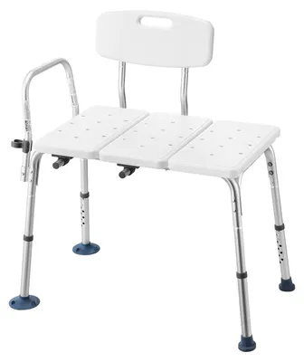 Obrázek produktu pro Přenosná lavice do vany, nosnost 180 kg, robustní sprchová židle s područkami a opěradlem, výškově nastavitelná, koupelnová lavice pro dospělé, seniory, osoby se zdravotním postižením