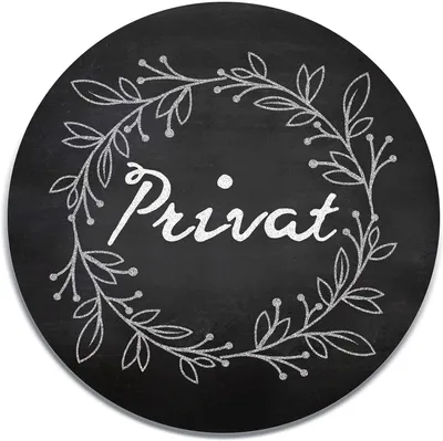 Produktbild von PRIVAT Türschild schwarz weiß im Tafelkreide-Look - 15,5 cm