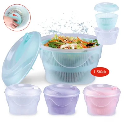 Produktbild von Salatschleuder Kunststoff Salattrockner 4 Liter mit Deckel Ø 23 cm Salatschüssel mit Kurbel & Siebeinsatz Salat Schleuder