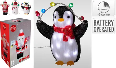Productafbeelding van Kerstfiguur met LED 30 cm 3ass 1 stuk Nampook