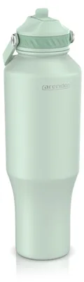 Zdjęcie produktu dla Kubek termiczny Arendo ze słomką, kubek podróżny 1000 ml, kubek izolowany, 100% szczelności, stal nierdzewna, podwójne ścianki, izolacja próżniowa, szczelność, pokrywka z klapką, uchwyt do przenoszenia