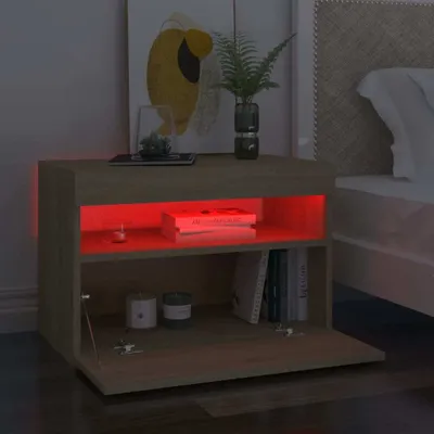Image de vidaXL Tables de nuit avec lampes LED 2 pcs. chêne Sonoma 60x35x40 cm