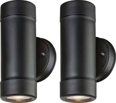 Produktbild von 2er Set LED Wandleuchten in Schwarz für den Garten COTOPA