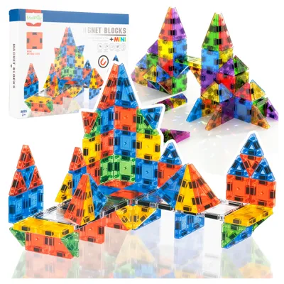 Image de Malplay - Blocs de construction magnétiques, 76 pièces, mini (3,75 cm), kit créatif, à partir de 3 ans, cadeau