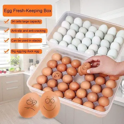 Immagine prodotto di Contenitore per uova in plastica con coperchio, impilabile, 38 uova