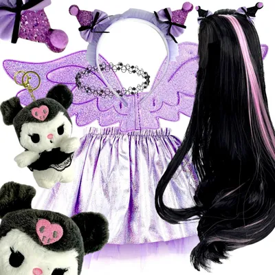 Obrázok produktu pre Del-sol Kostým Kuromi Anime Cosplay s Krídlami pre Dievčatá