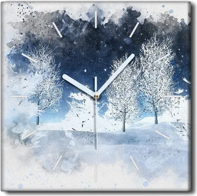 Produktbild von Coloray Uhr auf Leinwand 30x30 cm Wand Uhr Dekoration Wohnzimmer Segeltuch weiße Zeiger -Aquarelllandschaft