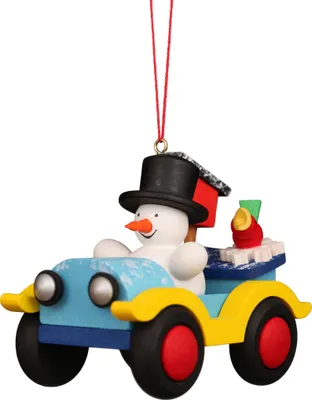 Produktbild von Christbaumschmuck Auto mit Schneemann (6,5cm) von Christian Ulbricht