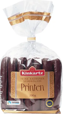 Produktbild von Kinkartz Aachener Schokoprinten mit Zartbitterschokolade 200g