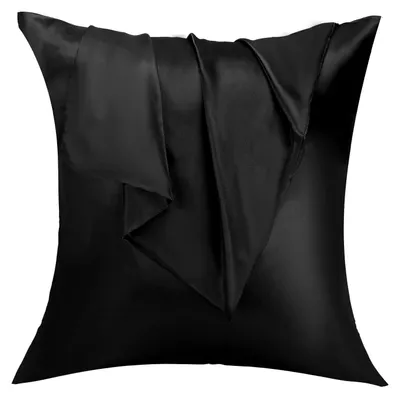 Produktbild von Set mit 2 Satin-Kissenbezügen, 50 x 50 cm, seidig weich, haut- und haarschonend, -, schwarz