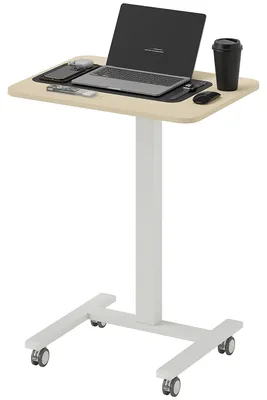 Immagine prodotto di Vinsetto: scrivania per computer regolabile in altezza, tavolo per laptop con rotelle, utilizzabile sia in piedi che seduti