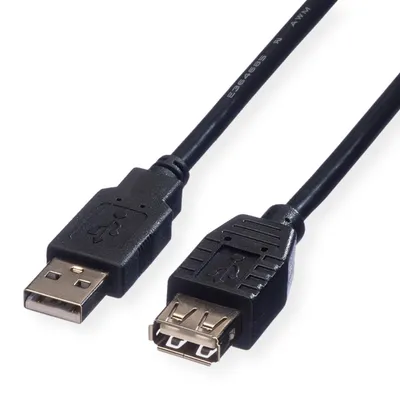 Obrázok produktu pre ROLINE 11.02.8947, 0,8 m, USB A, USB A, USB 2.0, Samec/Samica, Čierna
