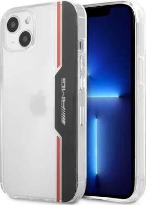 Productafbeelding van AMG Hardcase voor iPhone 13 Mini - Elektrovergulde zwarte en rode kleur - Transparant