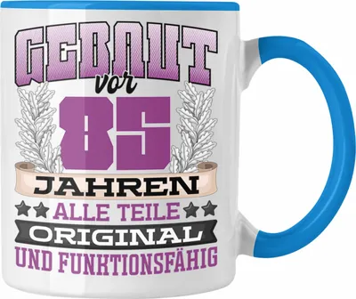 Produktbild von Trendation - 85. Geburtstag Tasse Geschenk Frauen Männer Spruch Gebaut Vor 85 Jahren (Blau)