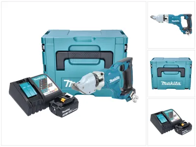 Obrázek produktu pro Akumulátorové nůžky na plech Makita DJS 200 RF1J 18 V 2,0 mm bezkartáčové + 1x akumulátor 3,0 Ah + nabíječka + Makpac