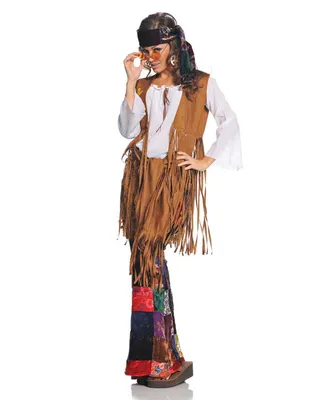Produktbild von Mehrteiliges Hippie Woodstock Damenkostüm für Fasching Größe: L