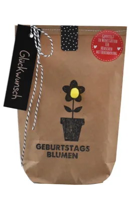 Produktbild von Wunderle Geburtstagsblumen Tüte braun 14x22cm