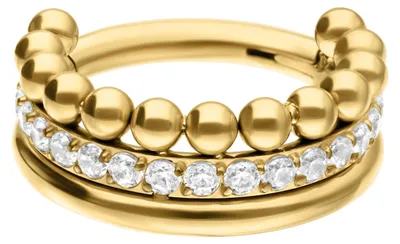Produktbild von Wildcat Piercingringe - Triple Bubble Crystal Clicker aus Titan Grad 23, Körperstelle: Ohr, Nase, Lippe, Bauchnabel, Durchmesser: 12,0mm, Gold-Weiß