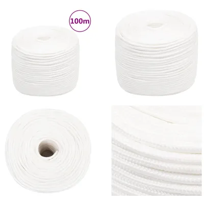 Obrázek produktu pro vidaXL Lodní lano bílé 6 mm 100 m polypropylen - Lodní lano - Lodní lana - Opletené lodní lano - Kotevní šňůra