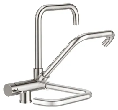 Produktbild von 3-Wege Wasserhahn für die Küche, Vorfenster Küchenarmatur mit 2 Strahlarten, klappbarer Wasserhahn mit 360° Drehung, 3-in-1 Mischbatterie für Wasserfilter, Edelstahl Armatur für die Küche, gebürstet