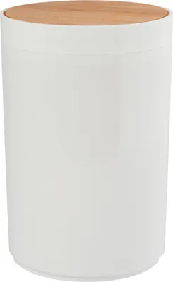 Produktbild von MSV Bad Serie "OSLO" Design Kosmetikeimer Bad Treteimer Abfalleimer Papierkorb Mülleimer 6 Liter (ØxH): ca. 18 x 26,3 cm weiß Bambus
