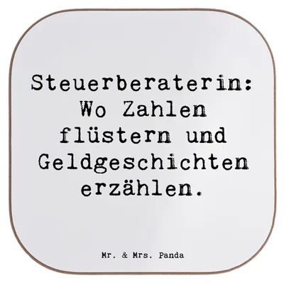 Produktbild von Mr. & Mrs. Panda Getränkeuntersetzer Spruch Steuerberaterin Geschichten - Weiß - Geschenk, Untersetzer Gläser, Tasse, für, Steuerberatung, Glas, Berufsprodukte, Coaster