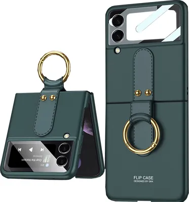 Image de Étui de protection en simili cuir avec anneau pour Samsung Galaxy Z Flip3, vert