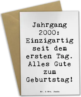 Produktbild von Mr. & Mrs. Panda Grußkarte Spruch 2000 Geburtstag - Weiß - Geschenk, einladungskarten, Happy Birthday, Grußkarten, Geburtstagsgeschenke, Geburtstagsgeschenk, osterkarten