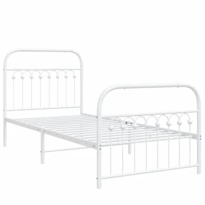 Produktbild von Bettgestell mit Kopf- und Fußteil Metall Weiß 90x200 cm