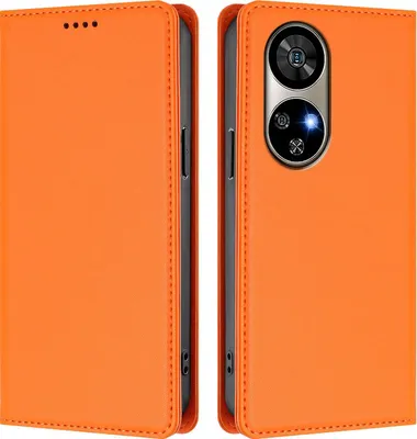 Image de Etui en cuir pour Ulefone Note 17 Pro, étui magnétique en cuirPolyuréthaneavec support Orange