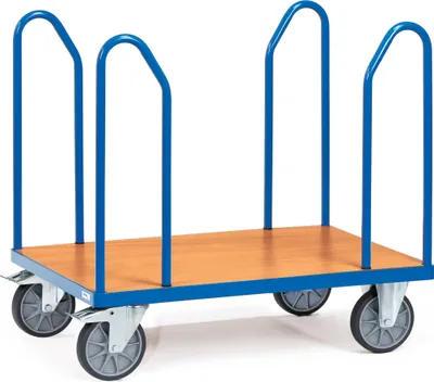 Image de Chariot à étriers latéraux Fetra Multivario avec plateau de chargement en décor hêtre 1000x700mm