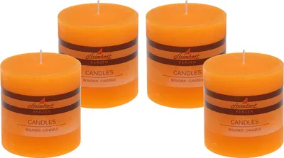 Produktbild von 4er Set Adventskranzkerzen "Raureif" Orange 100/98 mm