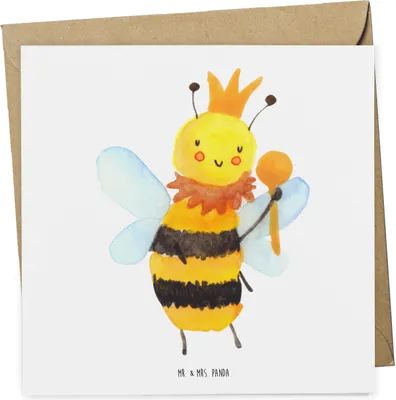 Produktbild von Mr. & Mrs. Panda Glückwunschkarte Biene König - Weiß - Geschenk, faltkarte, Grußkarte, anlasskarte, doppelkarte, Klappkarte