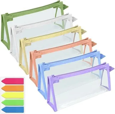 Produktbild von 6 durchsichtige Kosmetiktaschen, dreidimensionale Make-up-Taschen mit Reißverschluss, PVC-Taschen für Flugreisen mit Tragegriff, transparente Kulturbeutel für Reisen, Urlaub und Bad