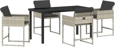 Produktbild von vidaXL Garten Essgruppe 5 pcs Hellgrau Poly-Rattan