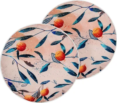 Obrázok produktu pre BELIANI Sada 2 záhradných vankúšov viacfarebná polyester ⌀ 40 cm vzor listov moderný štýl vonkajšie dekorácie vodoodolné