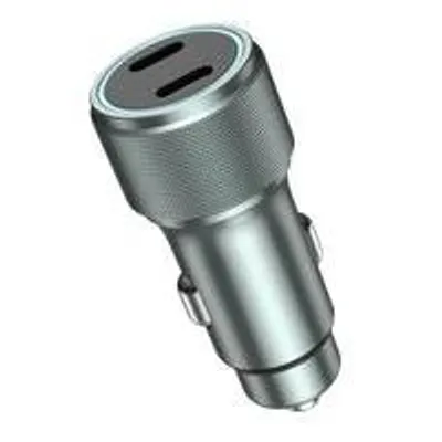 Produktbild von Auto Ladegerät USB-C & USB-A – Kfz Ladeadapter für Zigarettenanzünder, iPhone & Samsung – Doppel Typ-C / Ohne Kabel