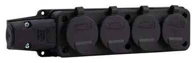 Zdjęcie produktu dla Listwa gumowa 4x230V 16A SCHUKO czarna F6.0398