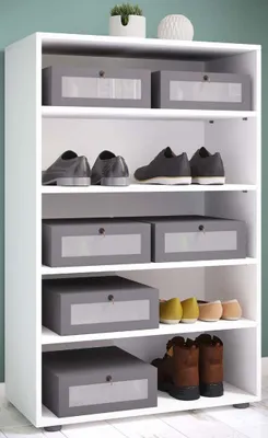 Produktbild von VCM Holz-Schuhschrank | Maße: H. 110 x B. 70 x T. 37 cm | Allzweckschrank | 5 Fächer | ohne Türen– Lona