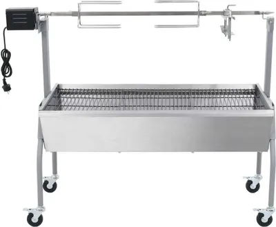 Zdjęcie produktu dla VidaXL 250028, Grill, Węgiel drzewny (paliwo), Wózek, Tarka, Srebrny, Prostokątny