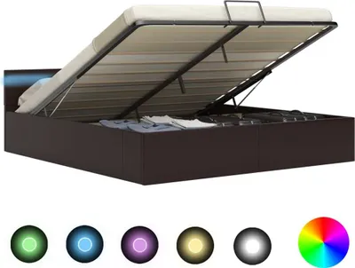 Immagine prodotto di Letto con contenitore VidaXL, sistema idraulico, con LED, grigio, Pelle finta, 160×200 cm