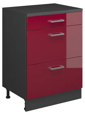 Image de Commode d'extension Vicco Rion Rouge brillant/Anthracite 60x46cm sans pente avec 3 tiroirs, Model 60757