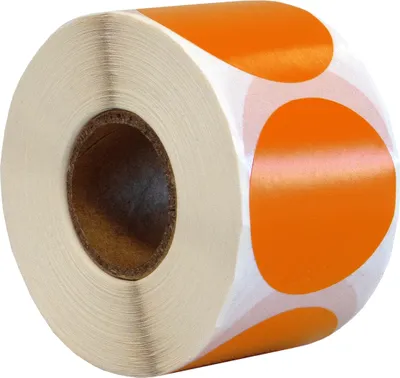 Produktbild von DULA Runde Etiketten - Orange - 35mm - 500 Aufkleber auf Rolle - Siegel - Markierungspunkte - Leere runde Aufkleber auf Rolle