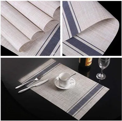 Immagine prodotto di Set di 6 tovagliette antiscivolo in PVC, resistenti al calore e facili da pulire, 45x30 cm