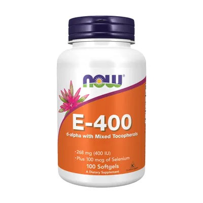 Produktbild von Now Foods E-400 400 IU + Selenium (100 softgels) Unflavoured - Vitamine, Mineralien & Gesundheit - Vitamine & Mineralien-Komplex