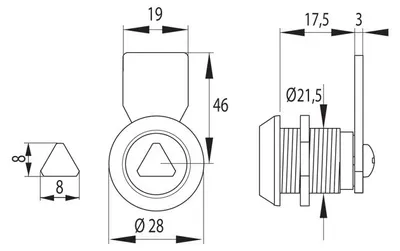 Produktbild von Spanner Zamek kasetkowy Dreikantschloss 8 mm Edelstahl