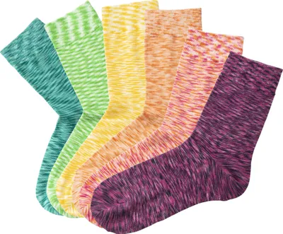 Produktbild von H.I.S. Freizeitsocken Bunte Damen Kinder Basic Socken Farbenfrohe Strümpfe 6 -teilig 1x pink, 1x orange, 1x gelb, 1x türkis, 1x lila, 1x grün Größe 39/42