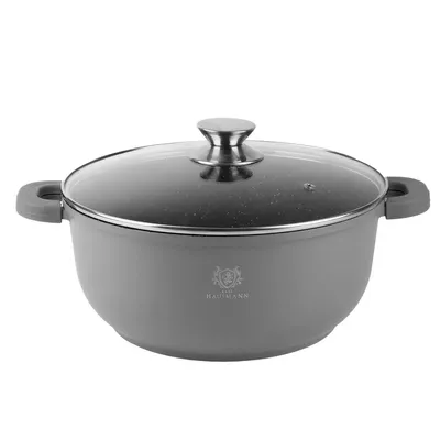Obrázok produktu pre GRANT Granitový hrniec s objemom 6,5 l, s nepriľnavým povrchom, vyrobený z hliníka, okrúhly so sklenenou pokrievkou