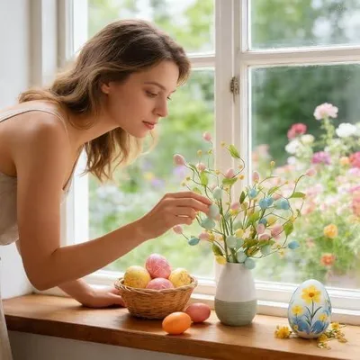 Produktbild von Künstlicher Frühlingszweig mit Blättern aus Als – Dekoration für Tür, Geburtstag, Nachttisch, Garten, Innenbereich, Erntedankfest, Büro und Zuhause